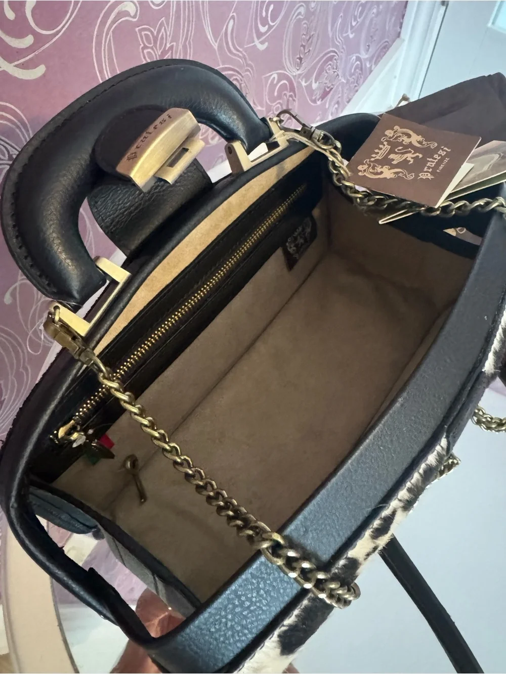 Pratesi Black & White Cowhide Satchel
